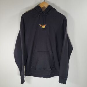 Brandy Melville Black Hoodie with Butterfly Embroidery